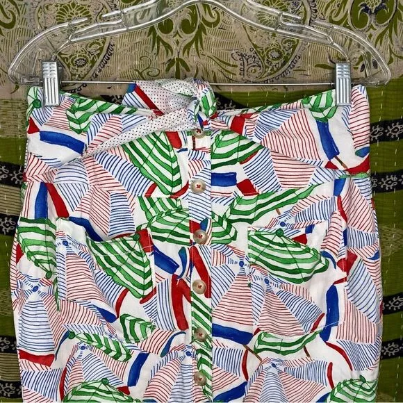 Conversations x Anthropologie Umbrella Linen Blend Pencil Skirt Size 6
