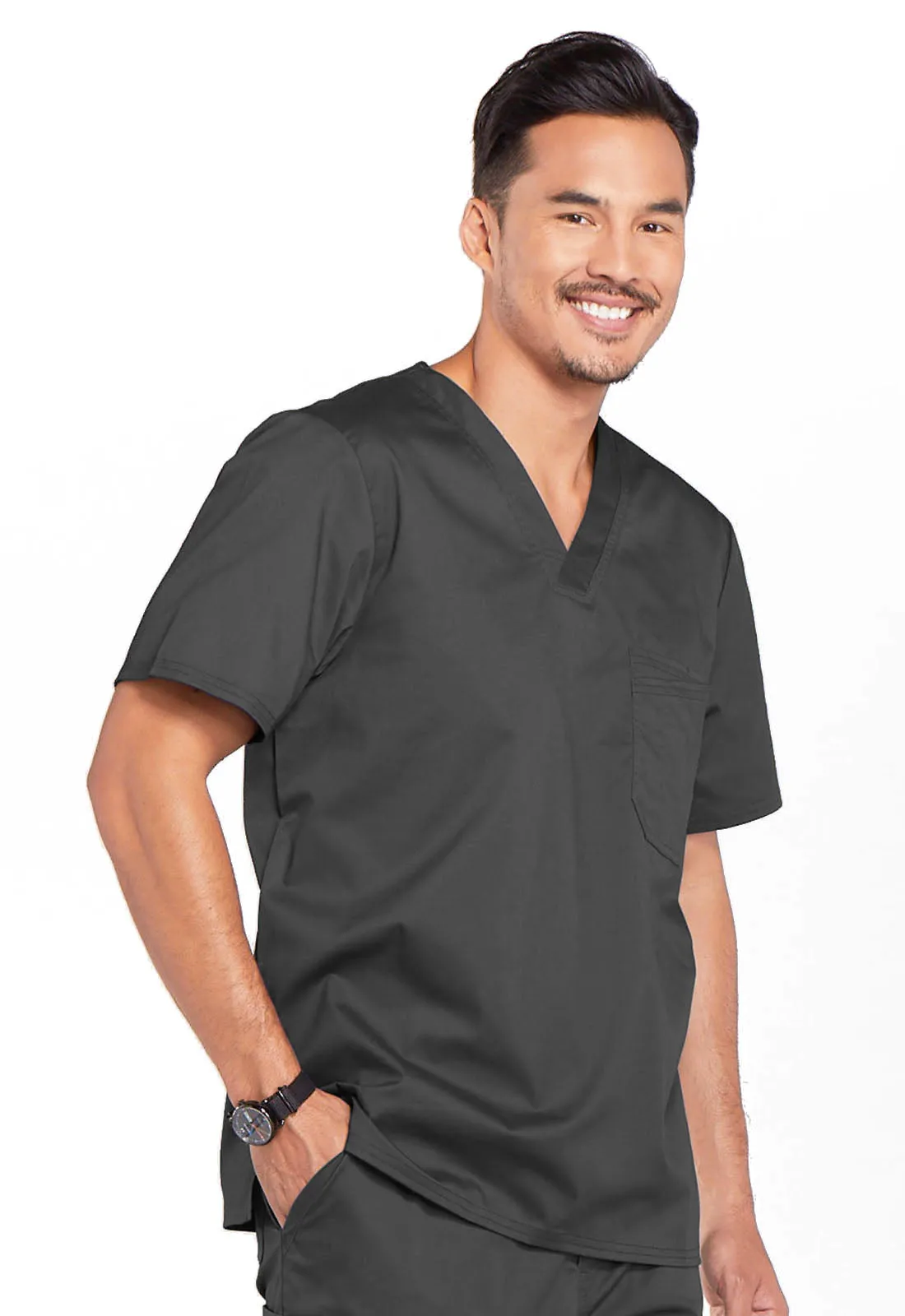 Core Stretch 4743 Men's Tuckable V-Neck Top Pewter