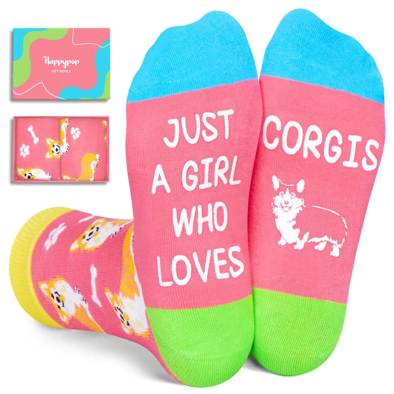 Corgi Gifts for Corgi Lovers - Corgi Socks for Teen Girls, Funny Girl Socks, Crazy Socks for Kids