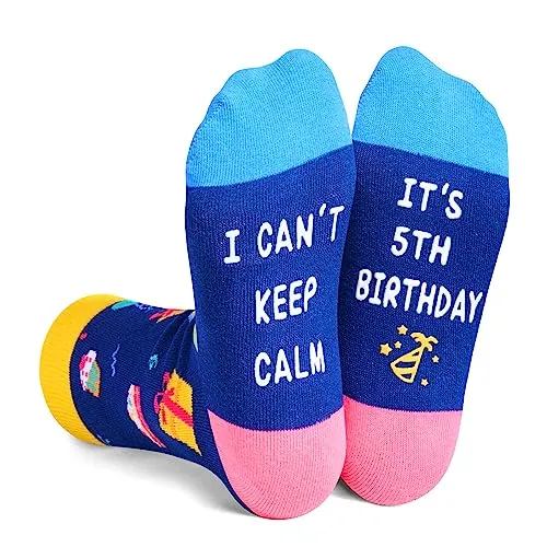 Crazy Funny Birthday Socks for Kids, Top Best Cool Birthday Gifts for 5 Year Old Boys Girls, 5 Year Old 5 Yr Old Girl Boy Gift Ideas