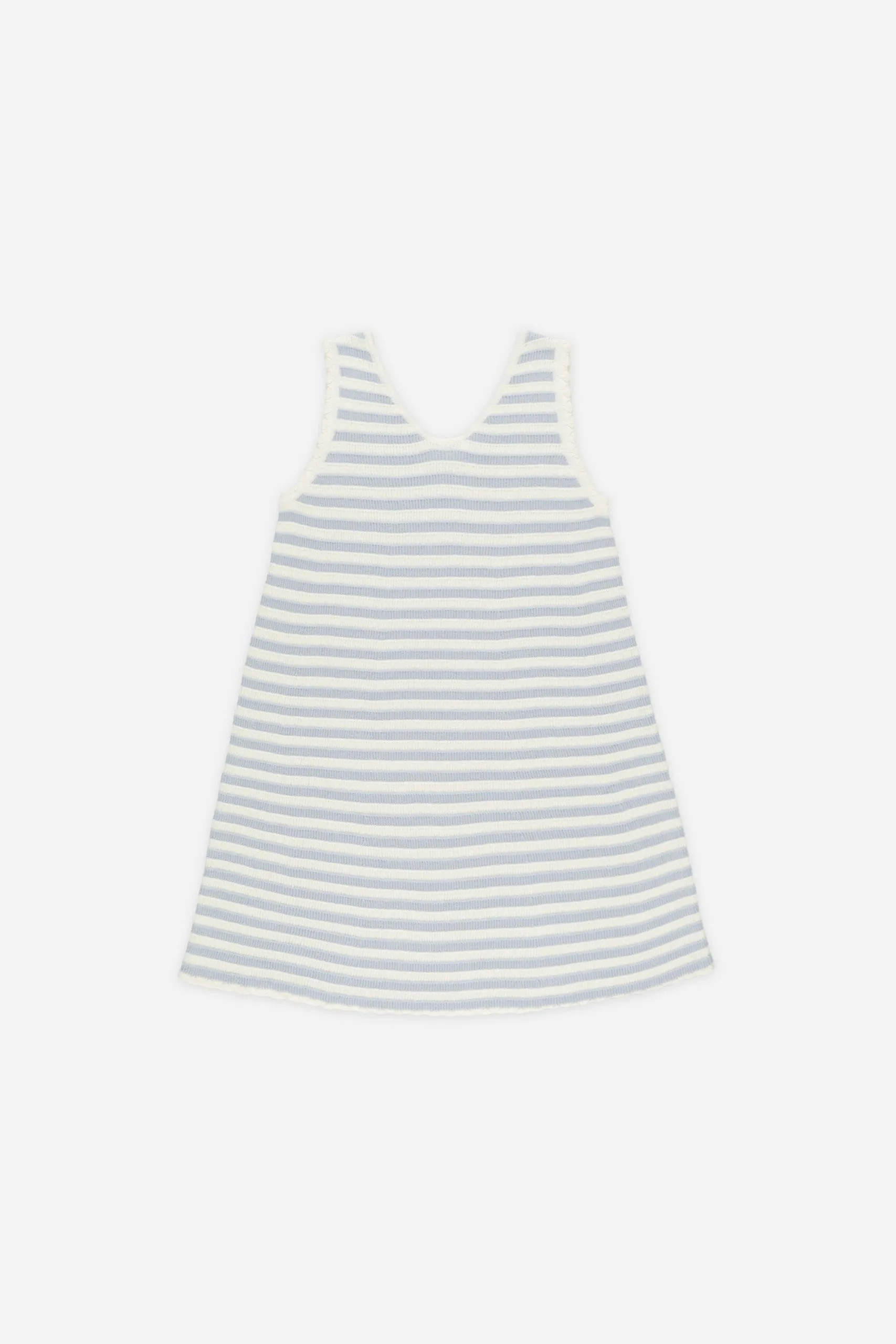 Crochet Tank Mini Dress | Blue Stripe