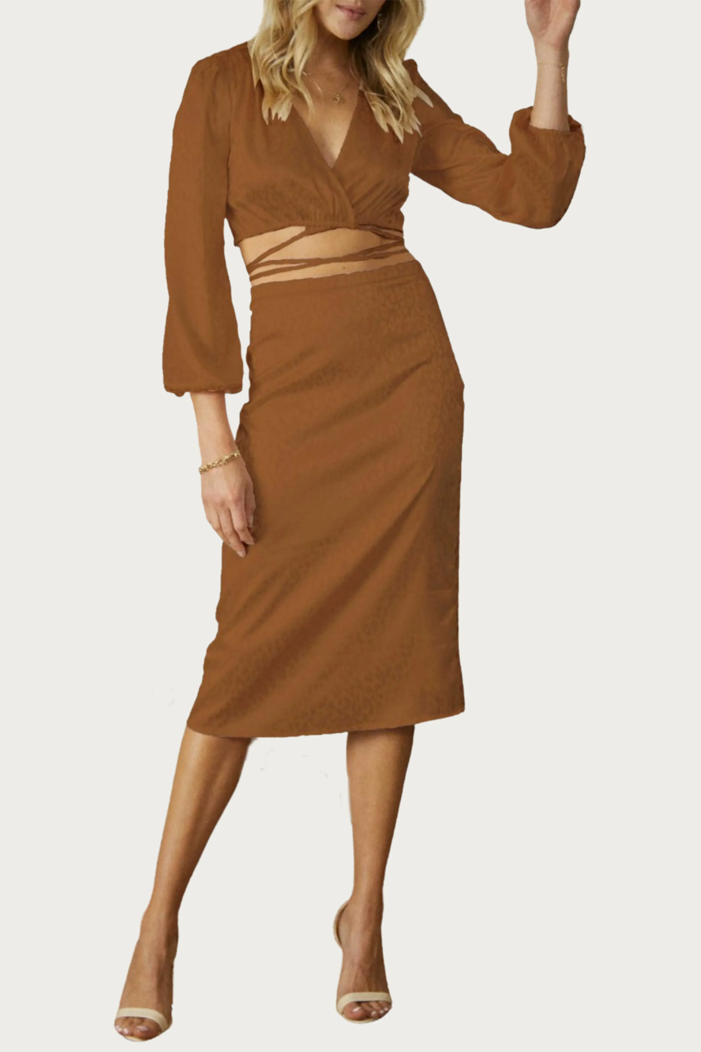 CROPPED SATIN-JACQUARD WRAP TOP