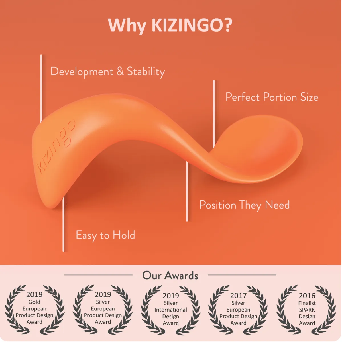 Curved Baby Spoon- Mango & Wave