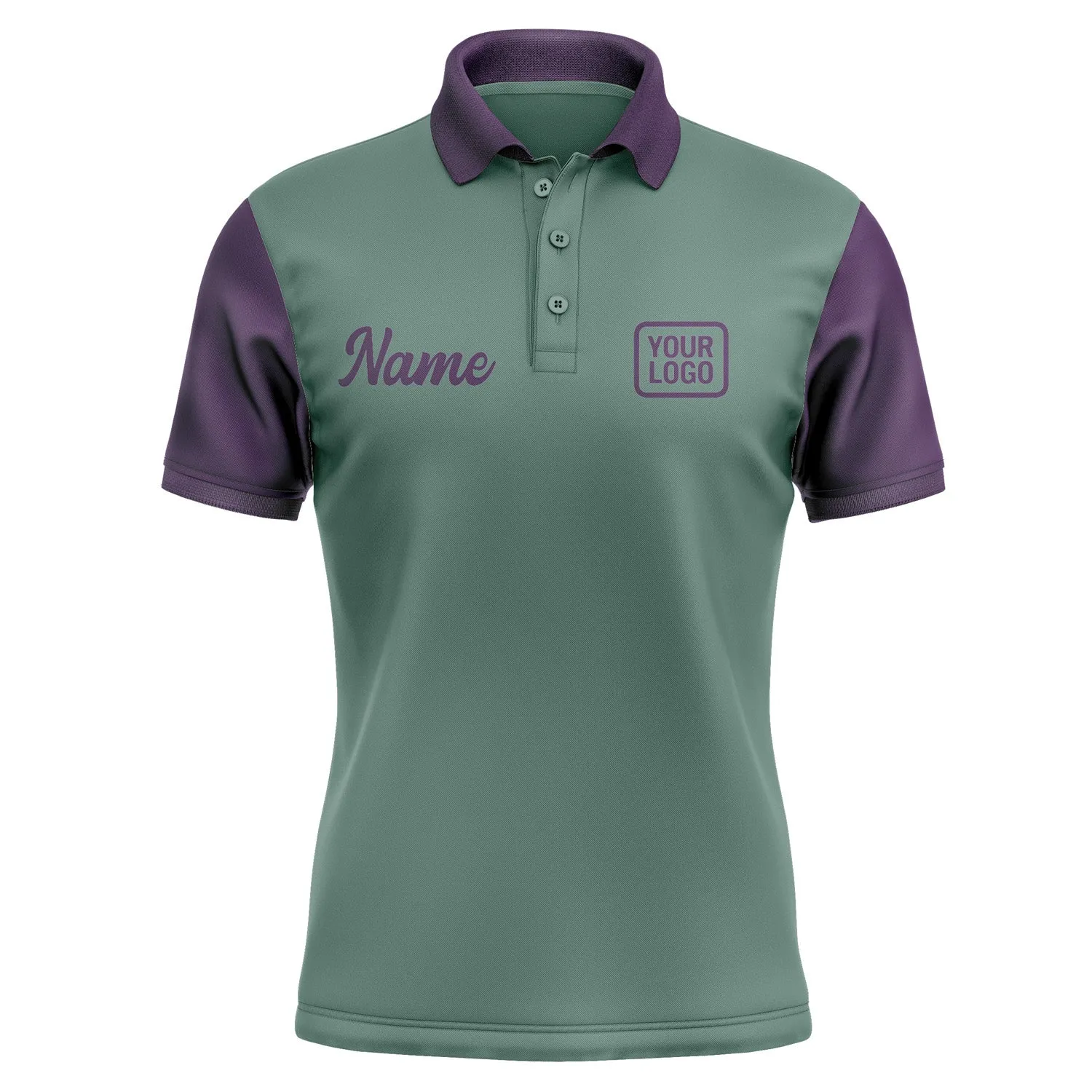 Custom Blue Green Purple Short-Sleeve Polo Shirt