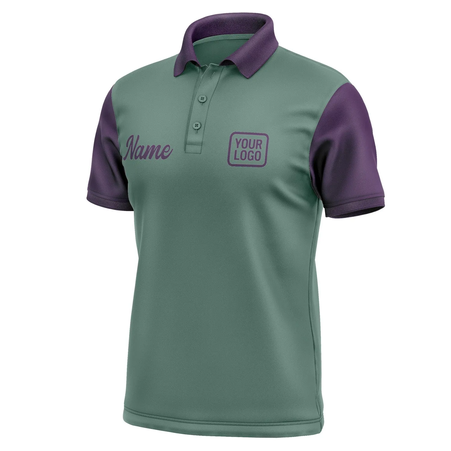 Custom Blue Green Purple Short-Sleeve Polo Shirt