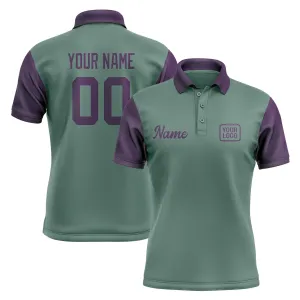 Custom Blue Green Purple Short-Sleeve Polo Shirt