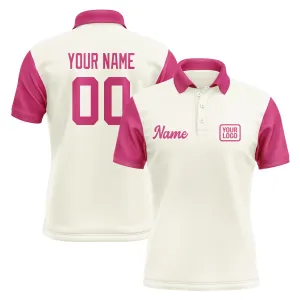 Custom Cream Pink Short-Sleeve Polo Shirt