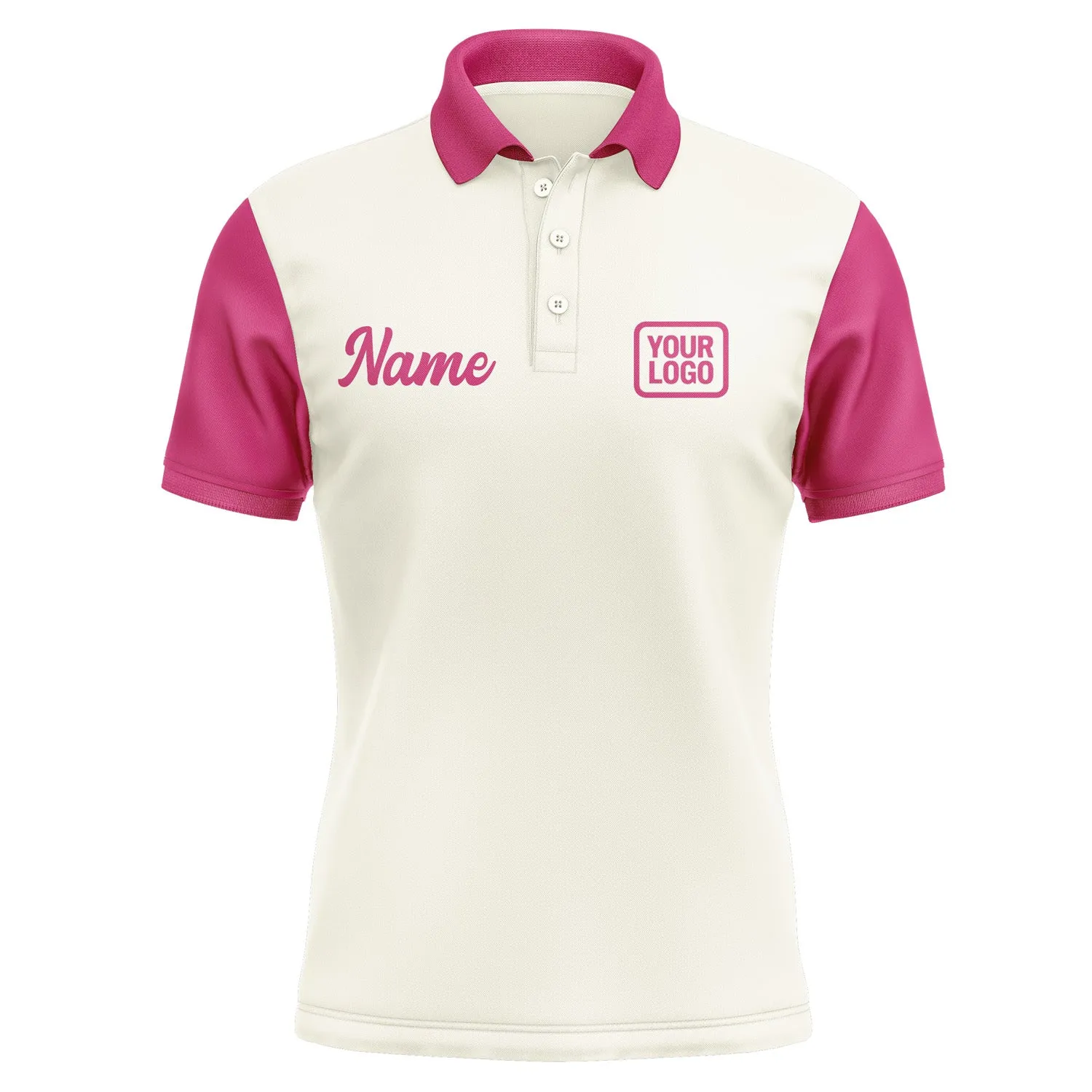 Custom Cream Pink Short-Sleeve Polo Shirt