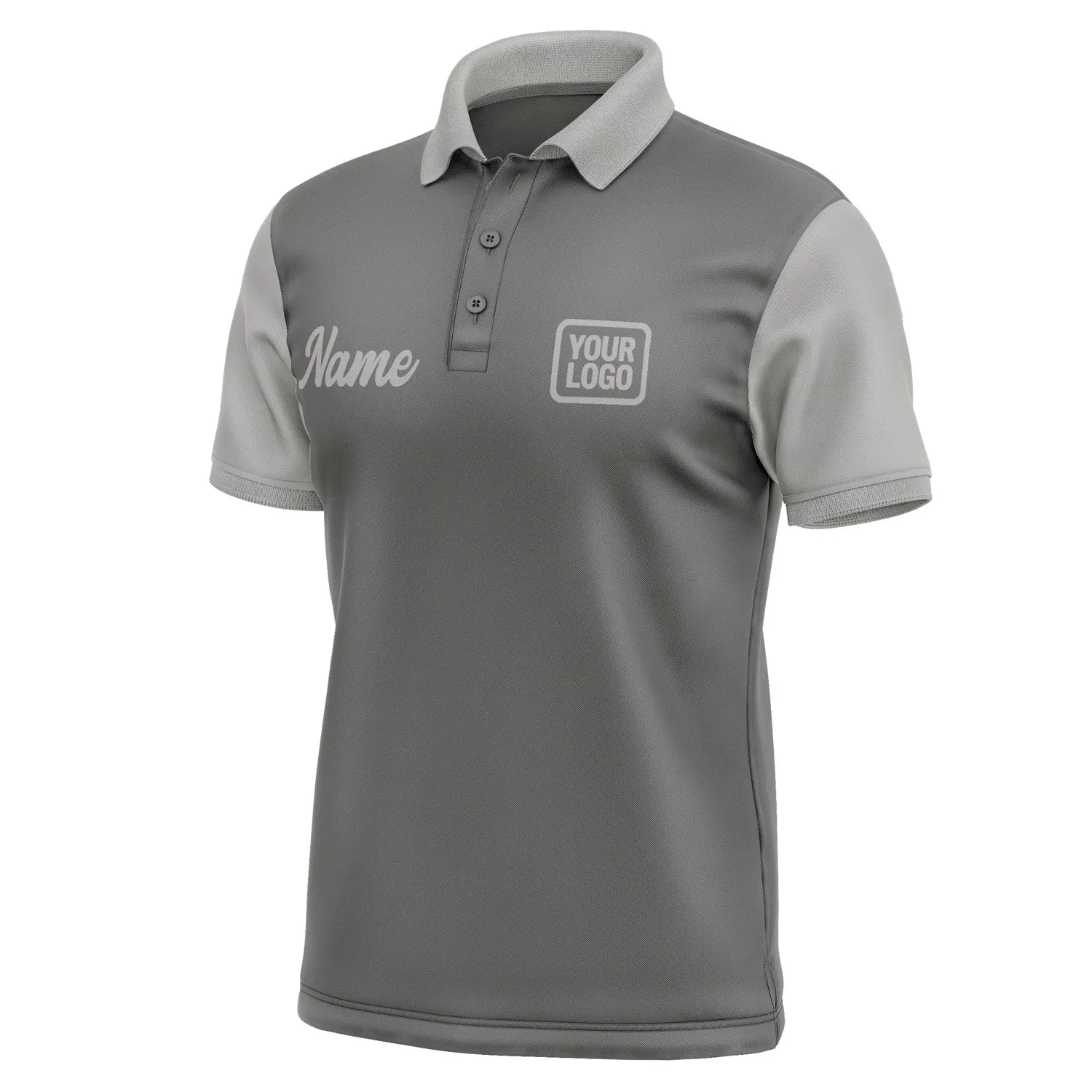 Custom Dark Grey Gray Short-Sleeve Polo Shirt