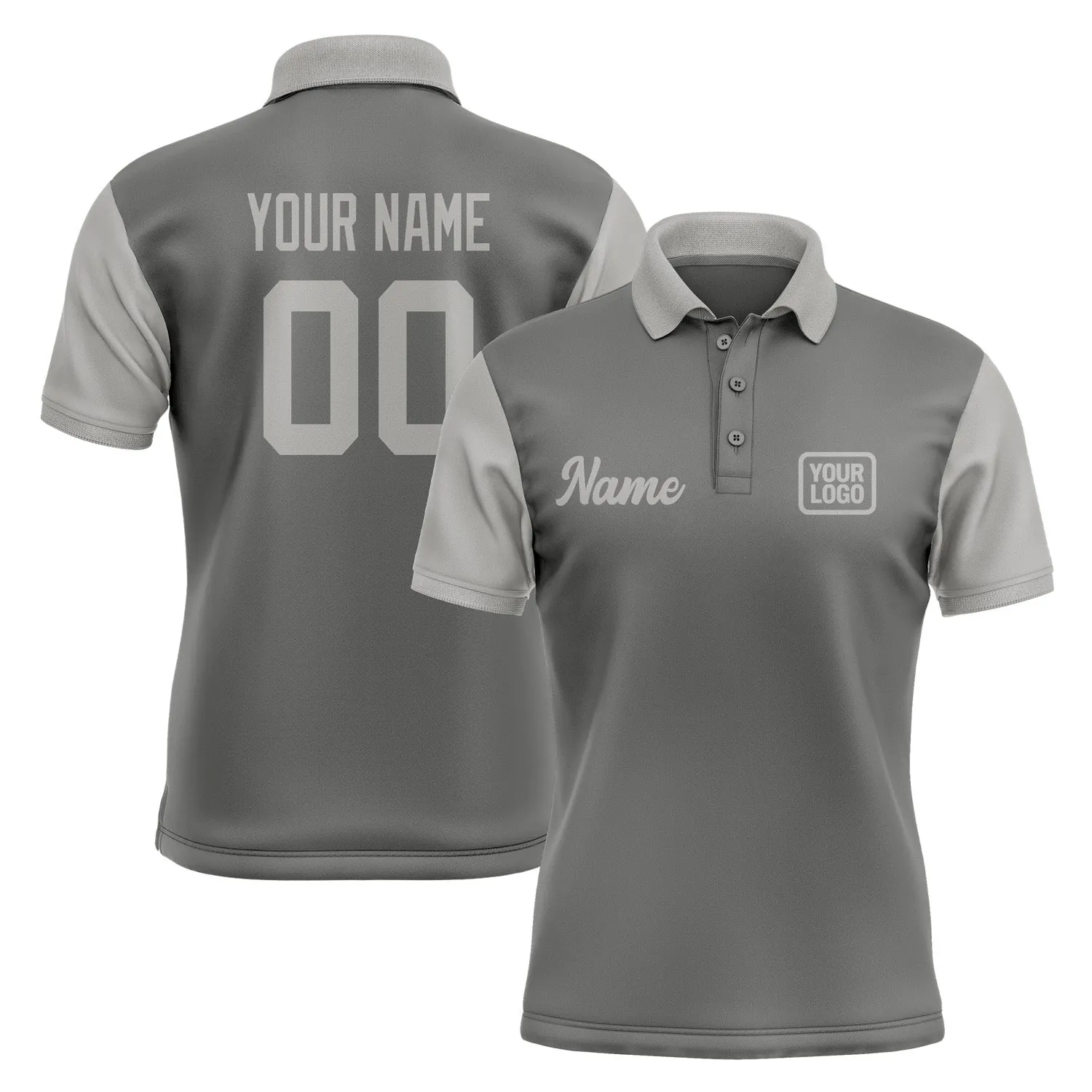 Custom Dark Grey Gray Short-Sleeve Polo Shirt