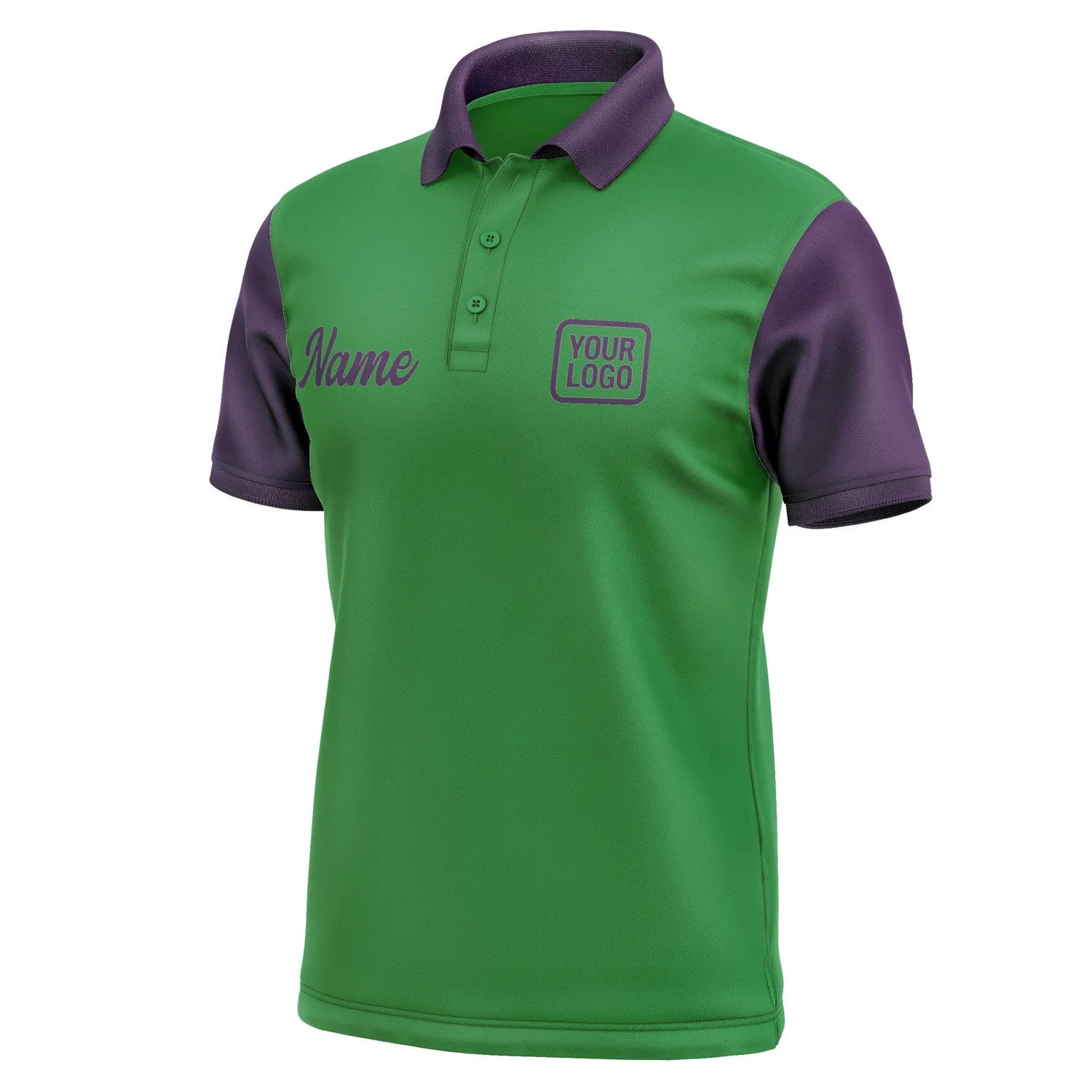 Custom Emerald Green Purple Short-Sleeve Polo Shirt