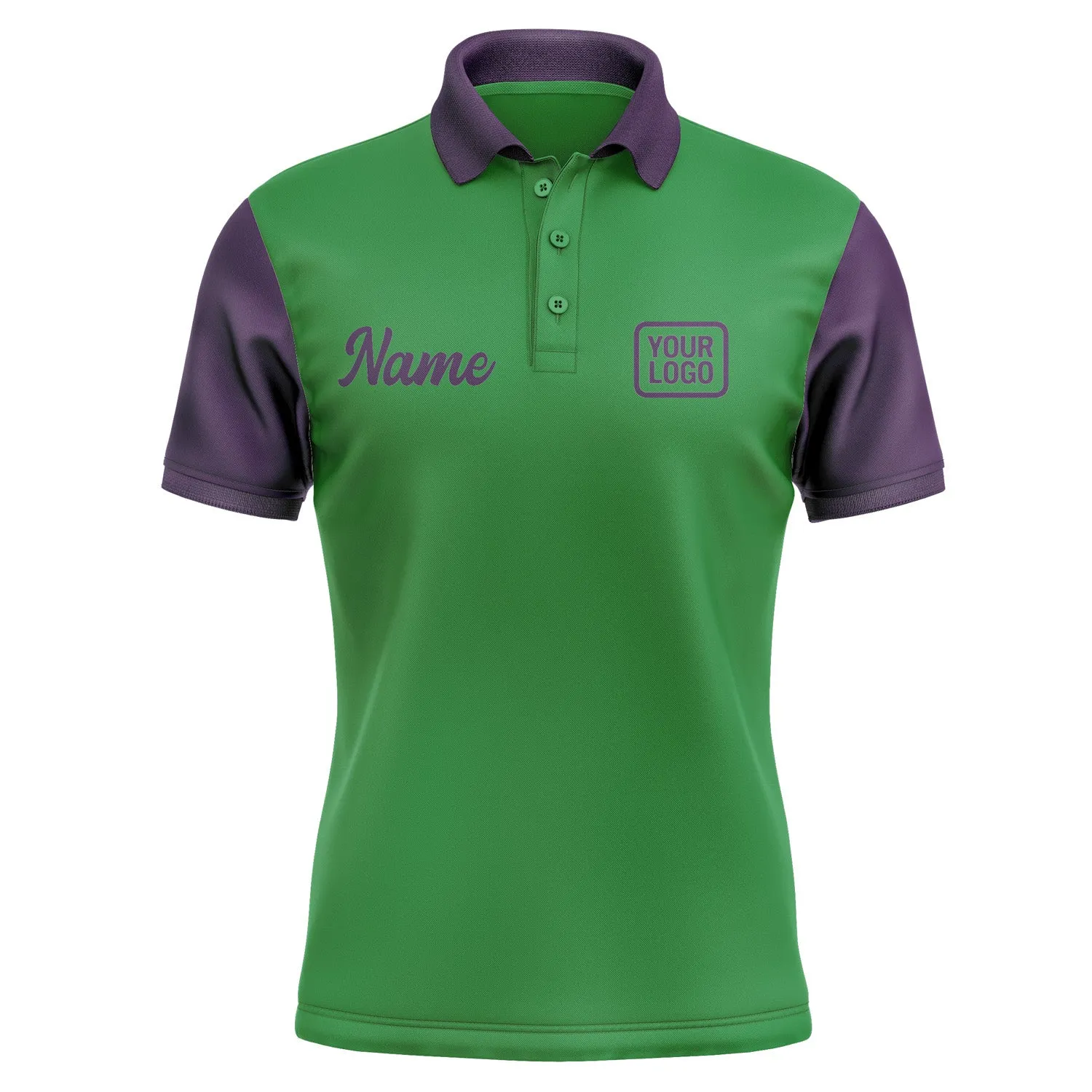 Custom Emerald Green Purple Short-Sleeve Polo Shirt