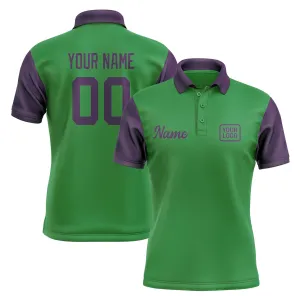 Custom Emerald Green Purple Short-Sleeve Polo Shirt