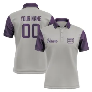 Custom Gray Purple Short-Sleeve Polo Shirt