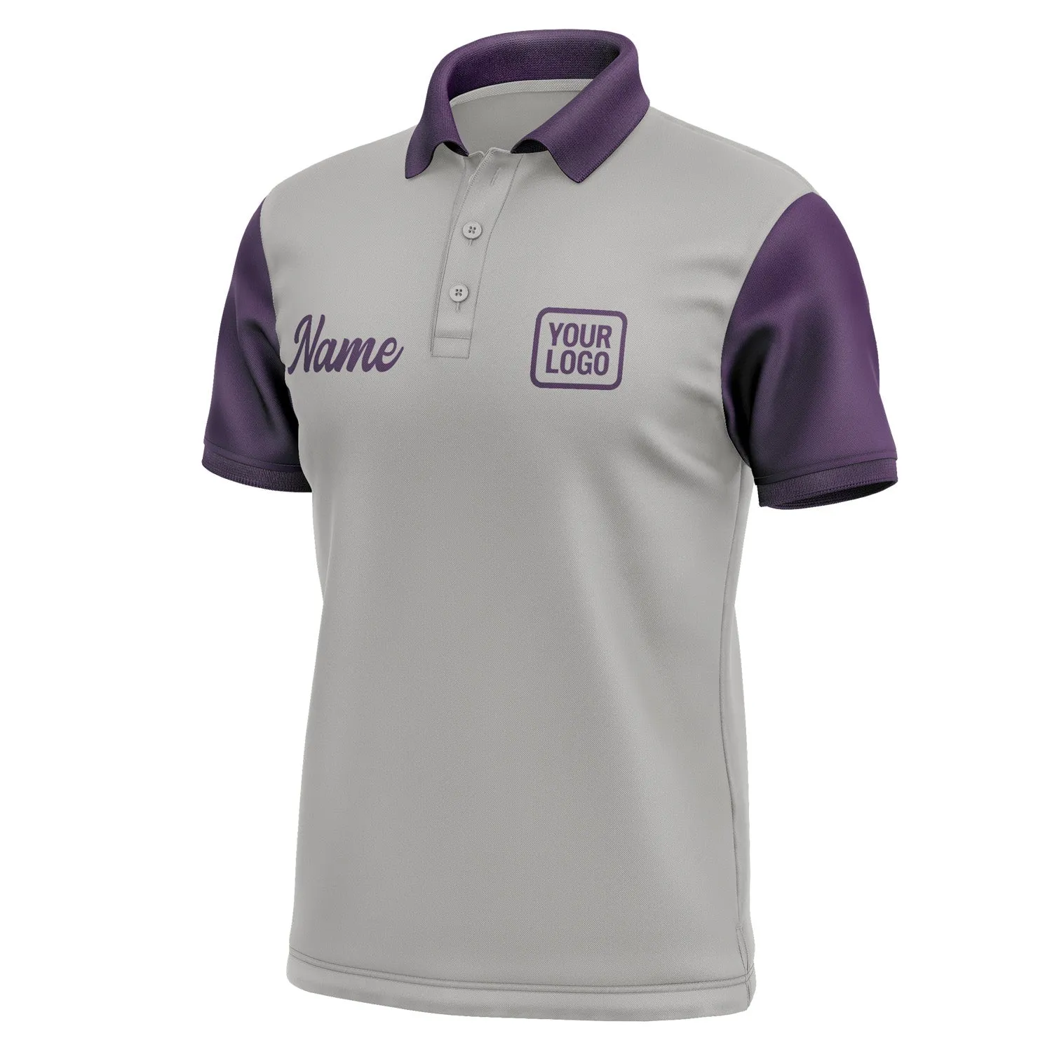 Custom Gray Purple Short-Sleeve Polo Shirt