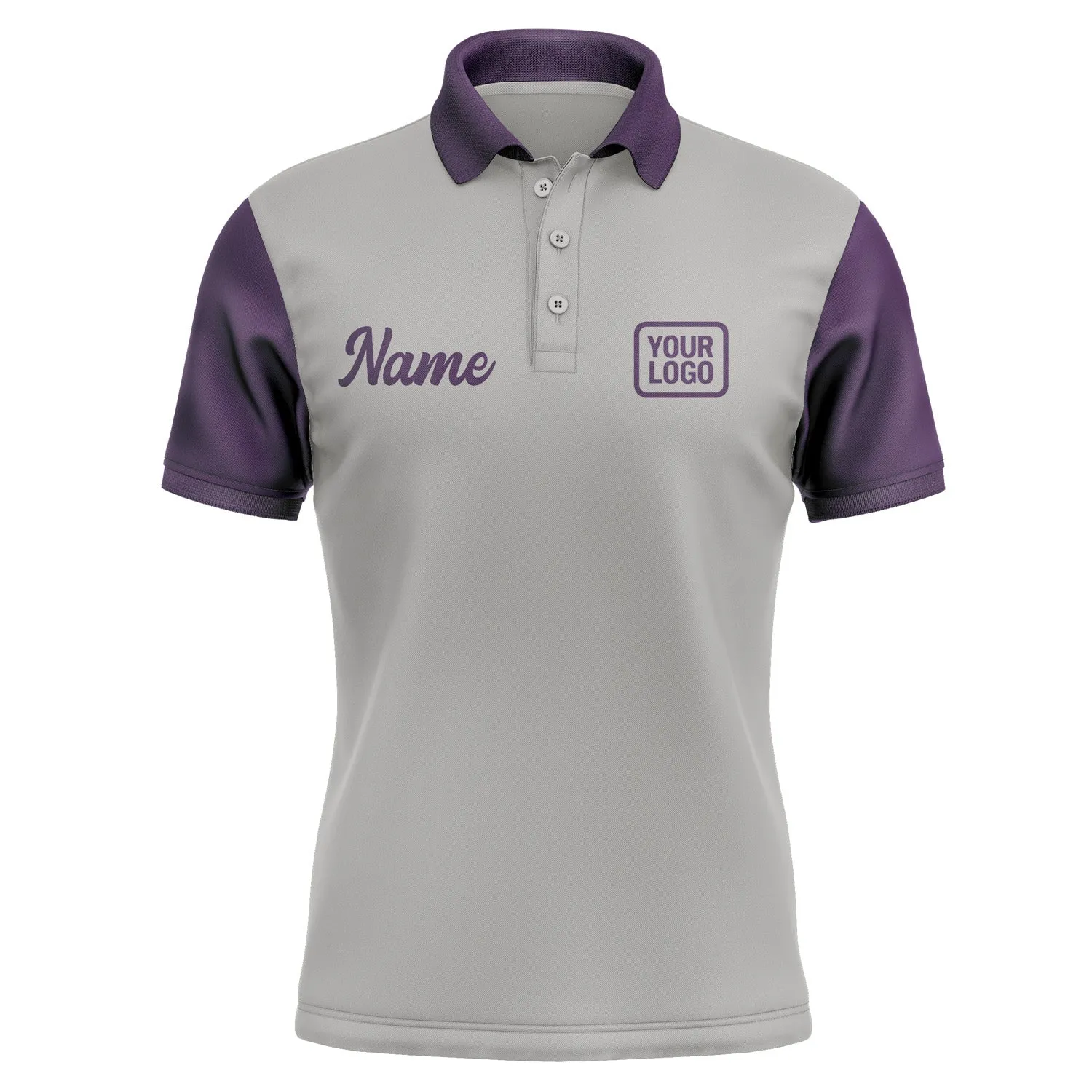 Custom Gray Purple Short-Sleeve Polo Shirt