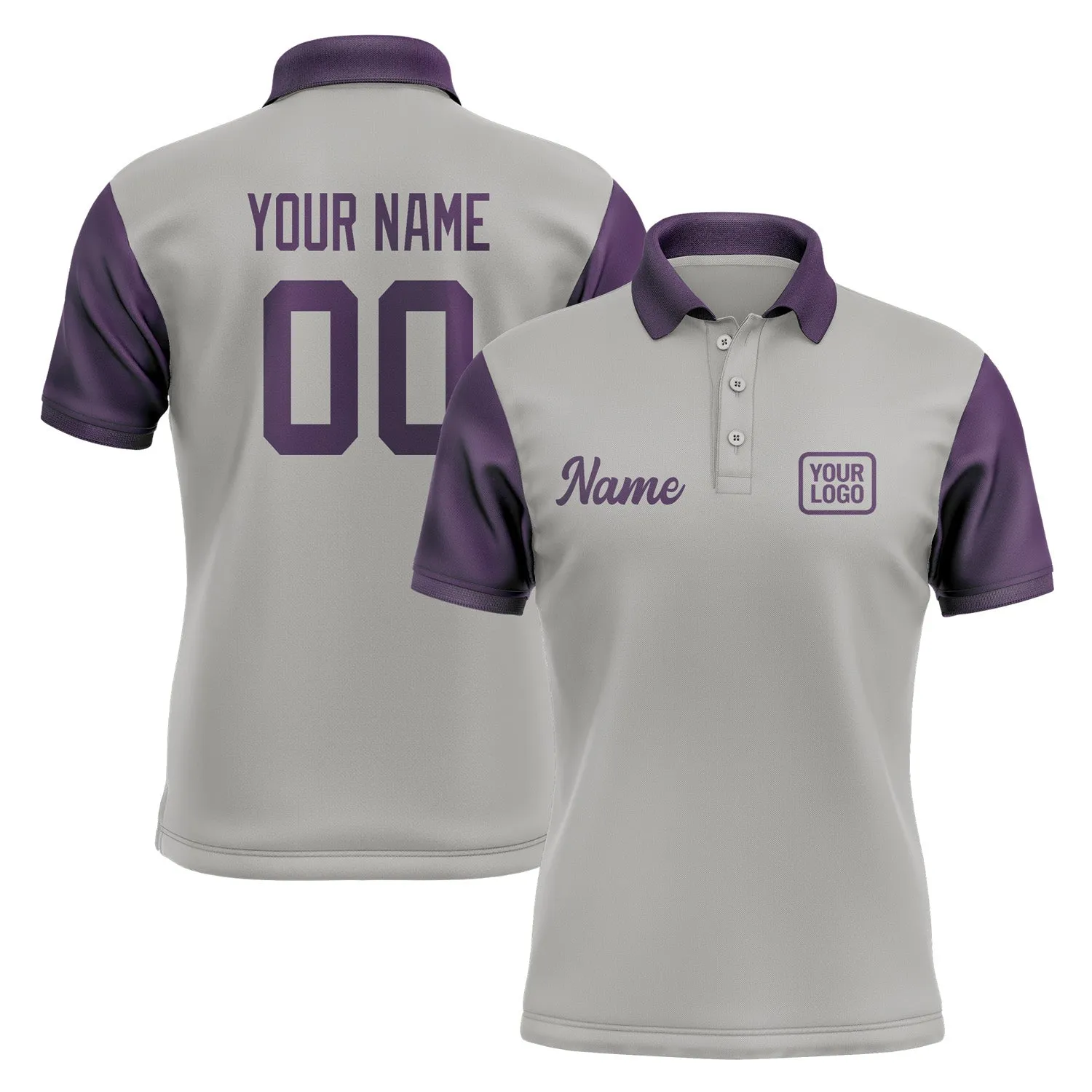 Custom Gray Purple Short-Sleeve Polo Shirt