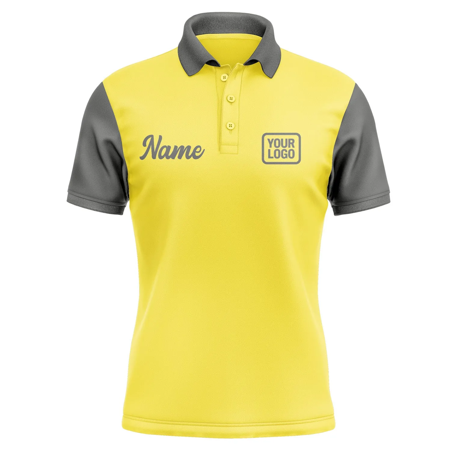 Custom Light Yellow Dark Grey Short-Sleeve Polo Shirt