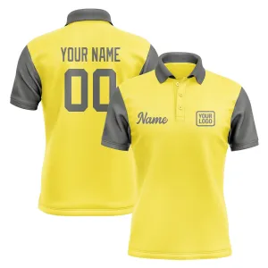 Custom Light Yellow Dark Grey Short-Sleeve Polo Shirt