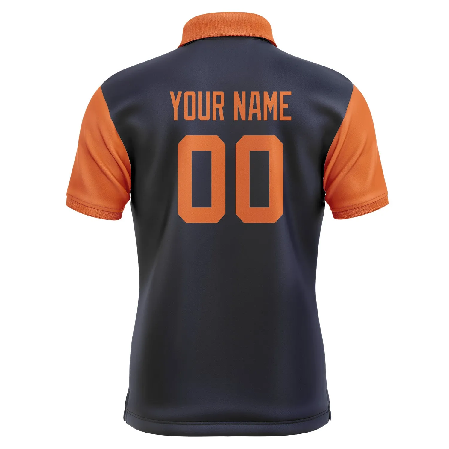 Custom Navy Orange Short-Sleeve Polo Shirt