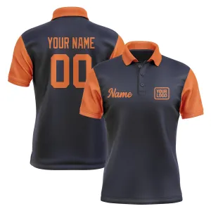 Custom Navy Orange Short-Sleeve Polo Shirt