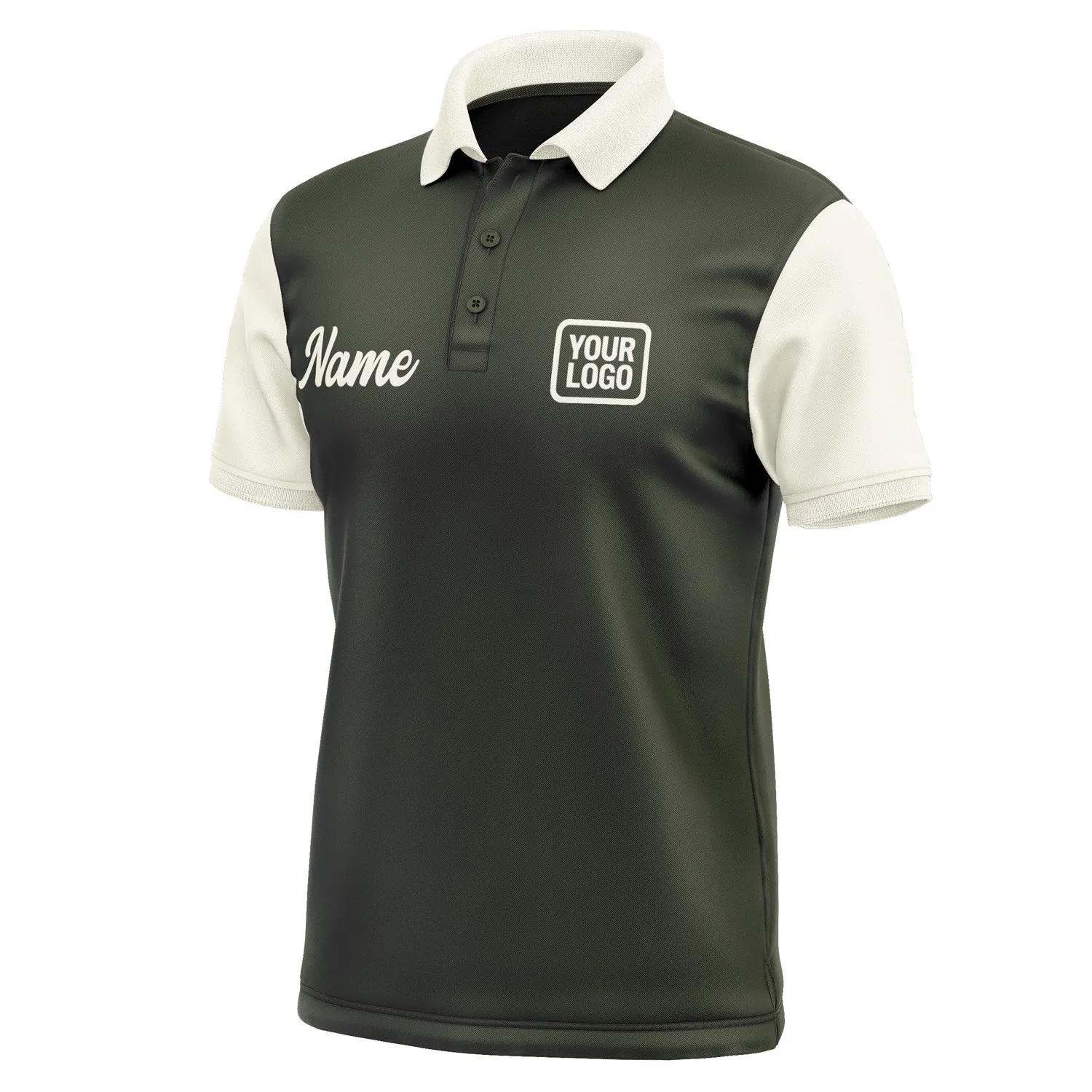 Custom Olive Cream Short-Sleeve Polo Shirt