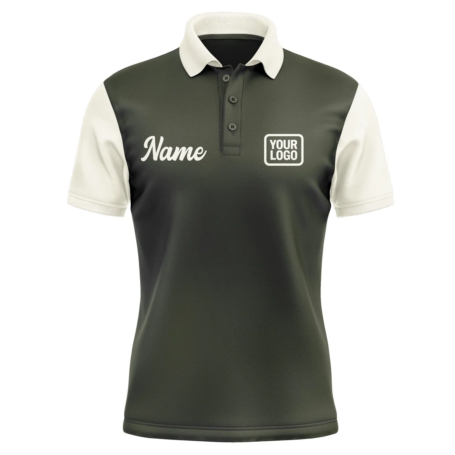 Custom Olive Cream Short-Sleeve Polo Shirt