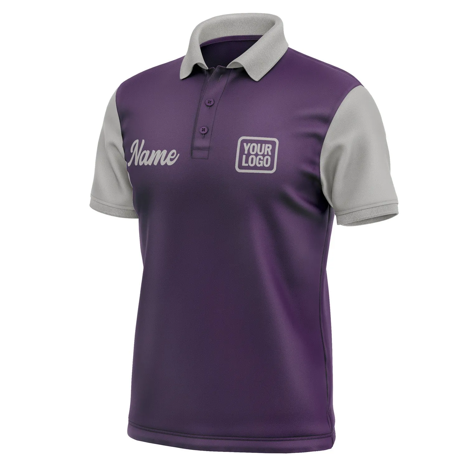 Custom Purple Gray Short-Sleeve Polo Shirt