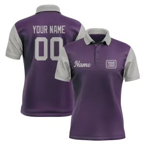 Custom Purple Gray Short-Sleeve Polo Shirt