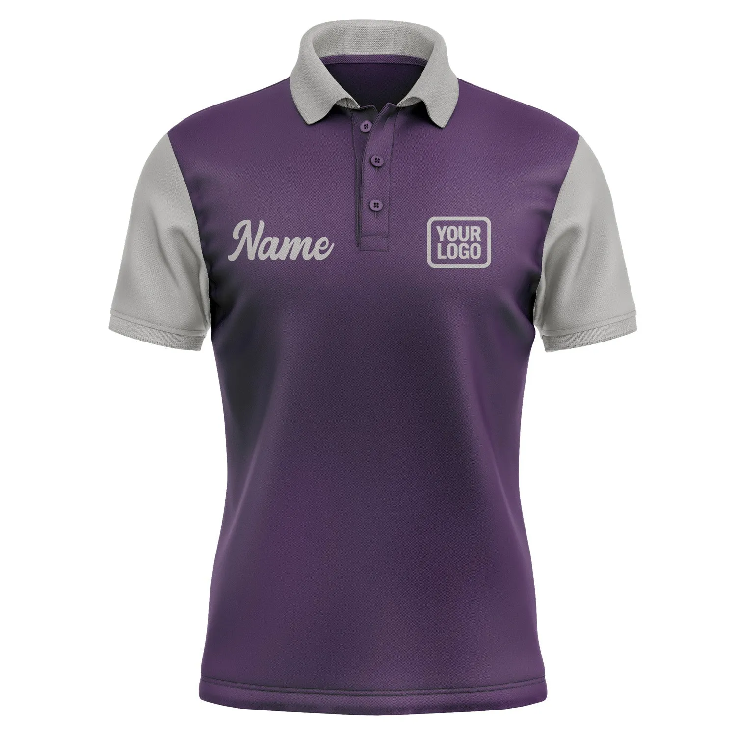 Custom Purple Gray Short-Sleeve Polo Shirt