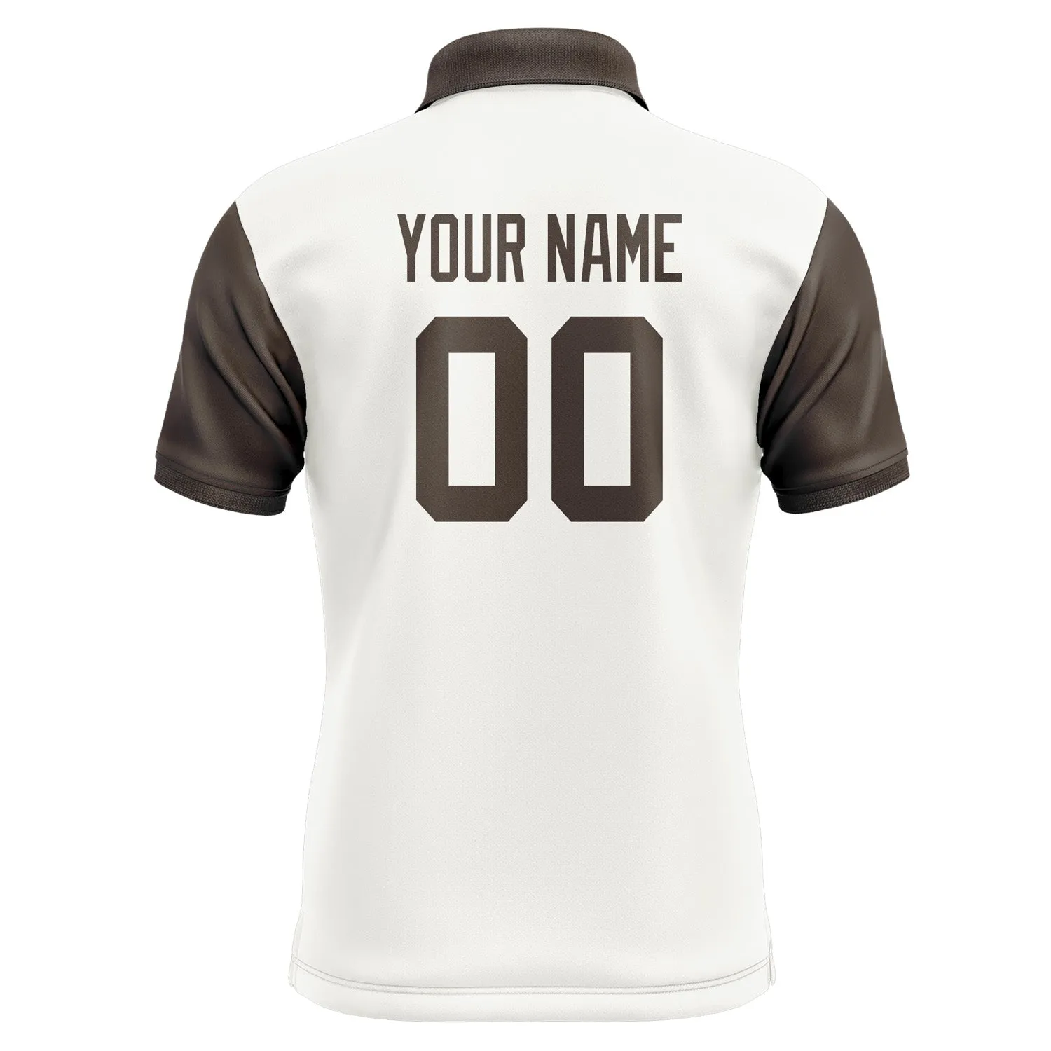 Custom White Brown Short-Sleeve Polo Shirt