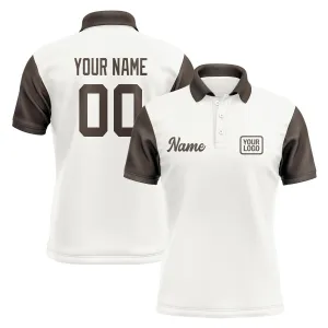 Custom White Brown Short-Sleeve Polo Shirt