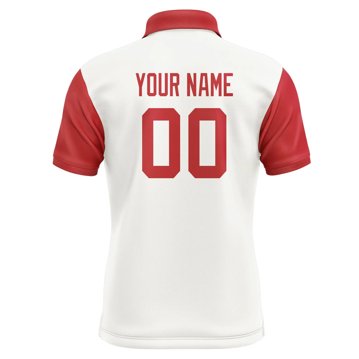 Custom White Red Short-Sleeve Polo Shirt