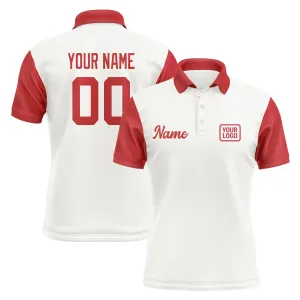 Custom White Red Short-Sleeve Polo Shirt