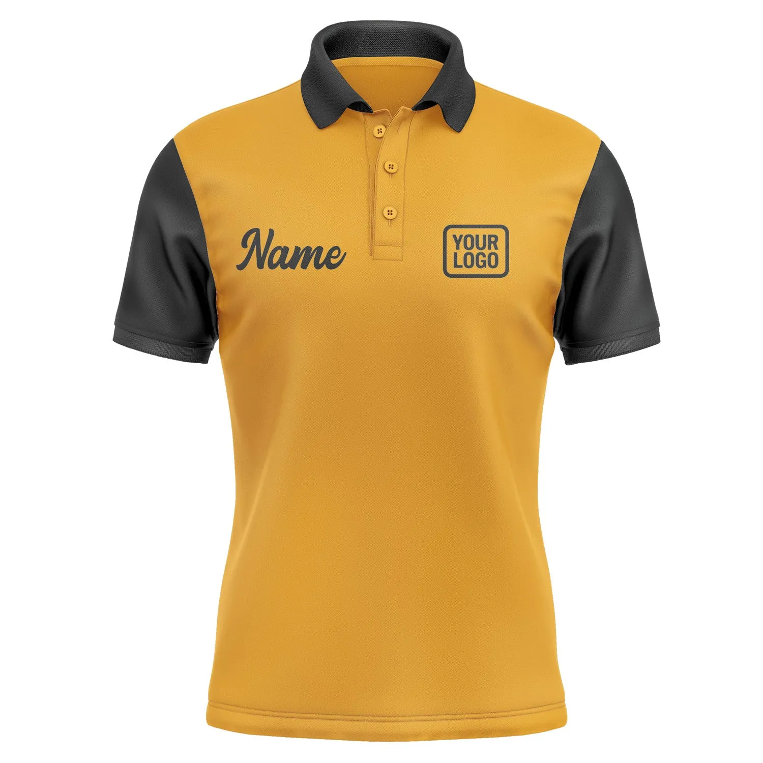 Custom Yellow Black Short-Sleeve Polo Shirt