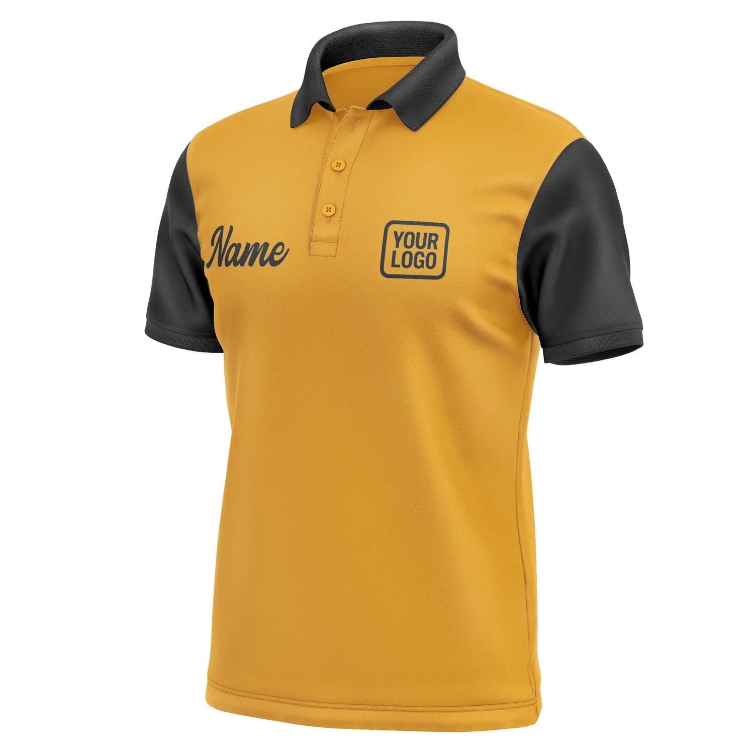 Custom Yellow Black Short-Sleeve Polo Shirt