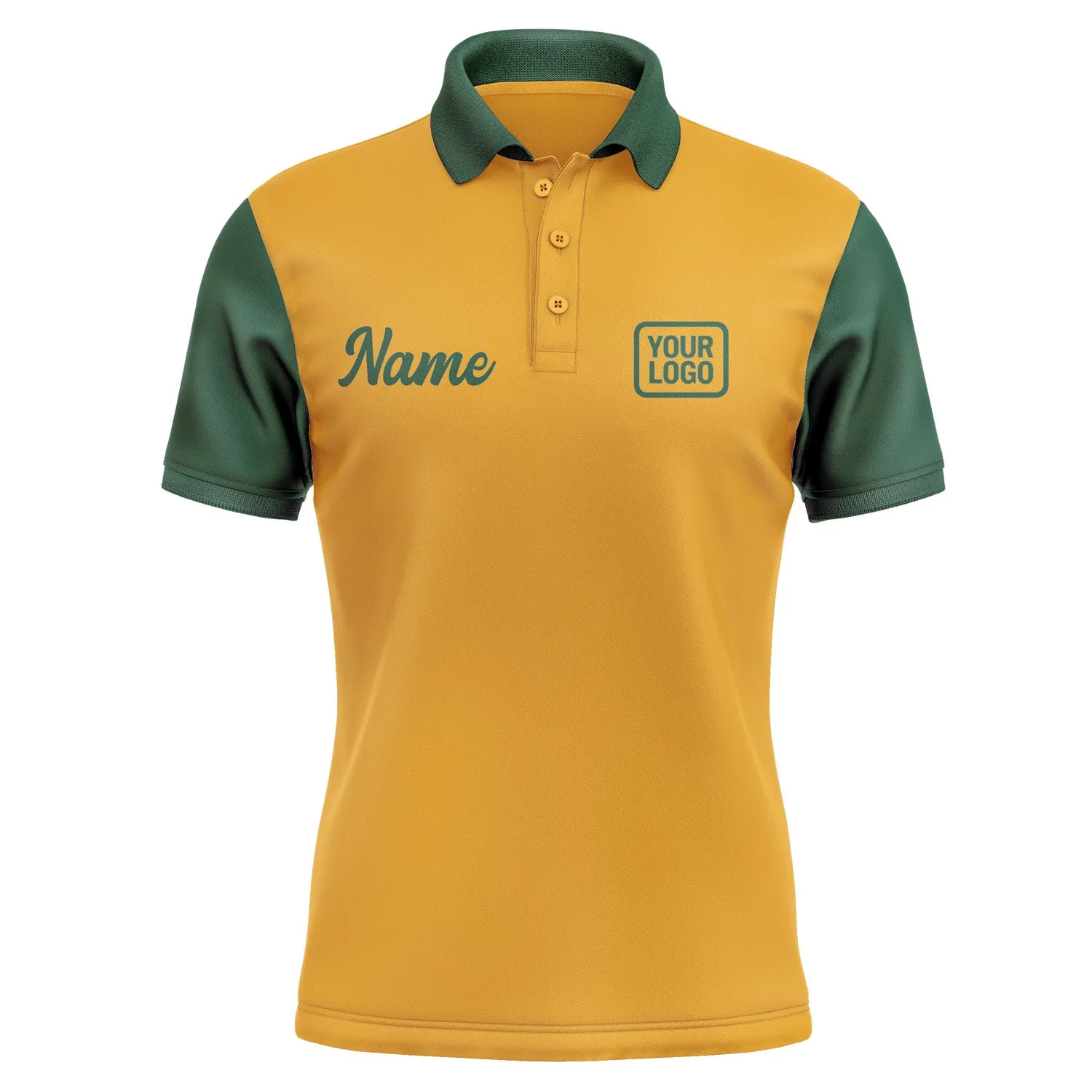 Custom Yellow Green Short-Sleeve Polo Shirt