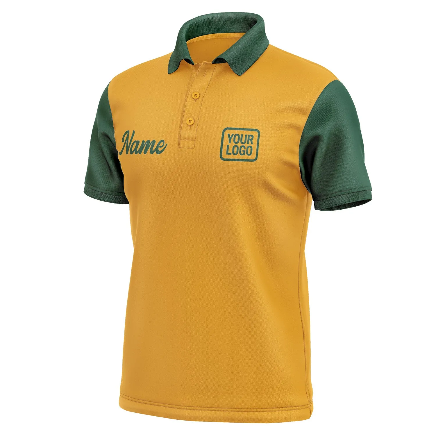 Custom Yellow Green Short-Sleeve Polo Shirt