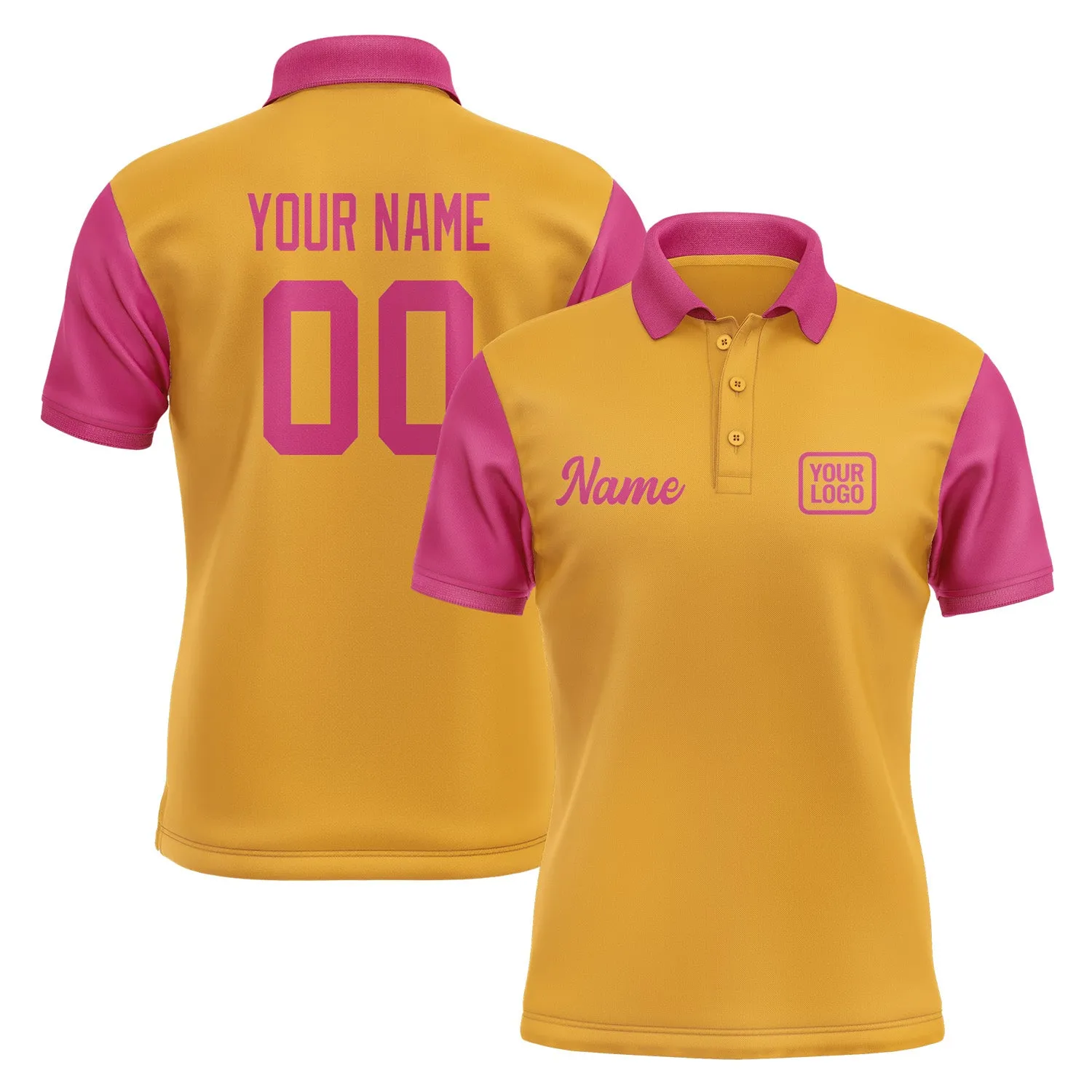 Custom Yellow Pink Short-Sleeve Polo Shirt