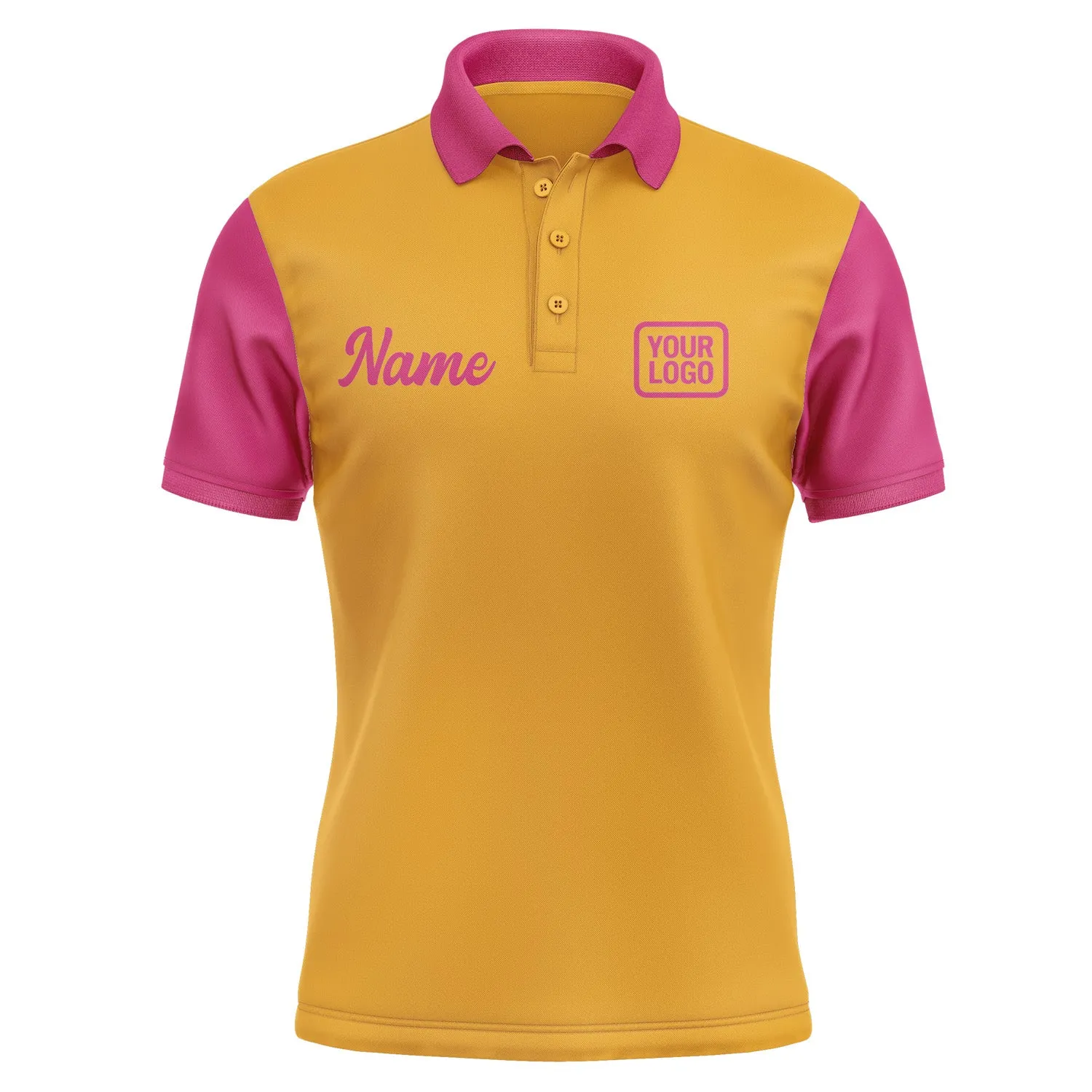 Custom Yellow Pink Short-Sleeve Polo Shirt