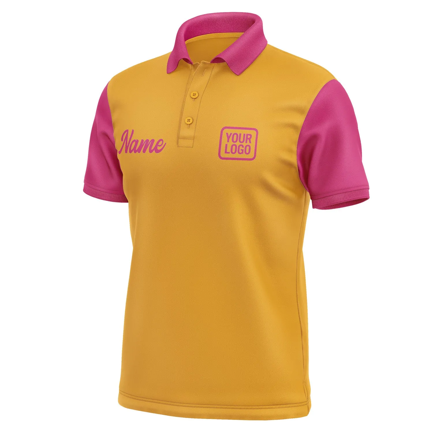 Custom Yellow Pink Short-Sleeve Polo Shirt
