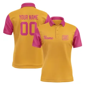 Custom Yellow Pink Short-Sleeve Polo Shirt