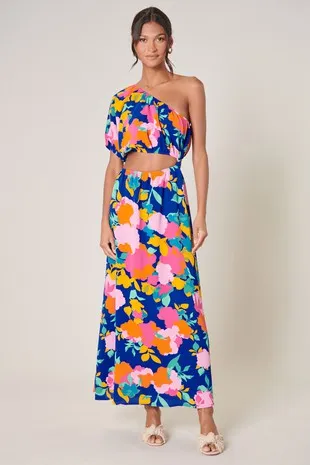 Cutout Floral Maxi Dress