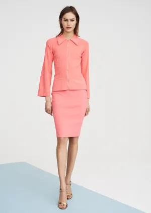 Daisi - Knit Pencil Skirt with Pleating Detail