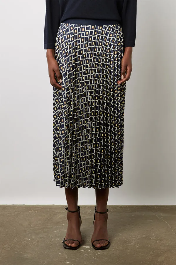 DAMILLE 70S PRINT SOFT PLEATED SKIRT