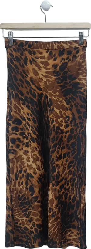 Dancing Leopard Brown Renzo Mid Slip Skirt In Luxe Leopard UK 6