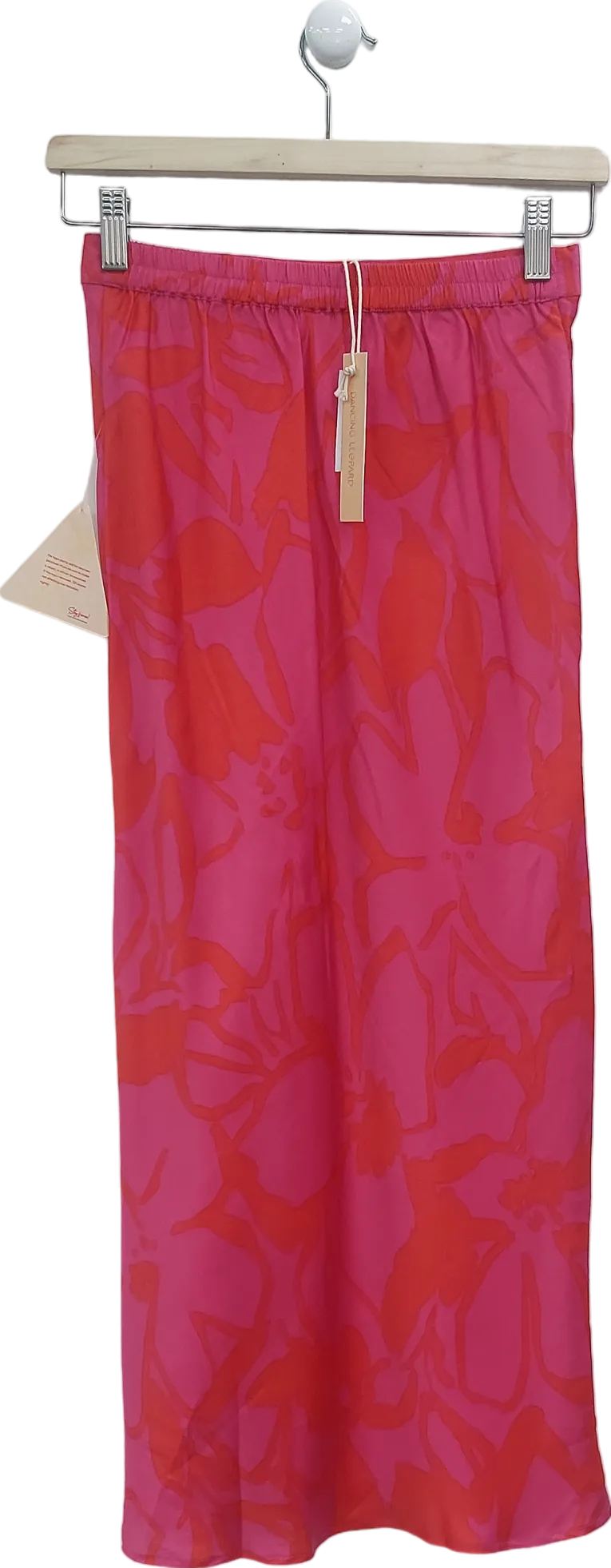 Dancing Leopard Renzo Mid Slip Skirt In Red On Pink UK 6