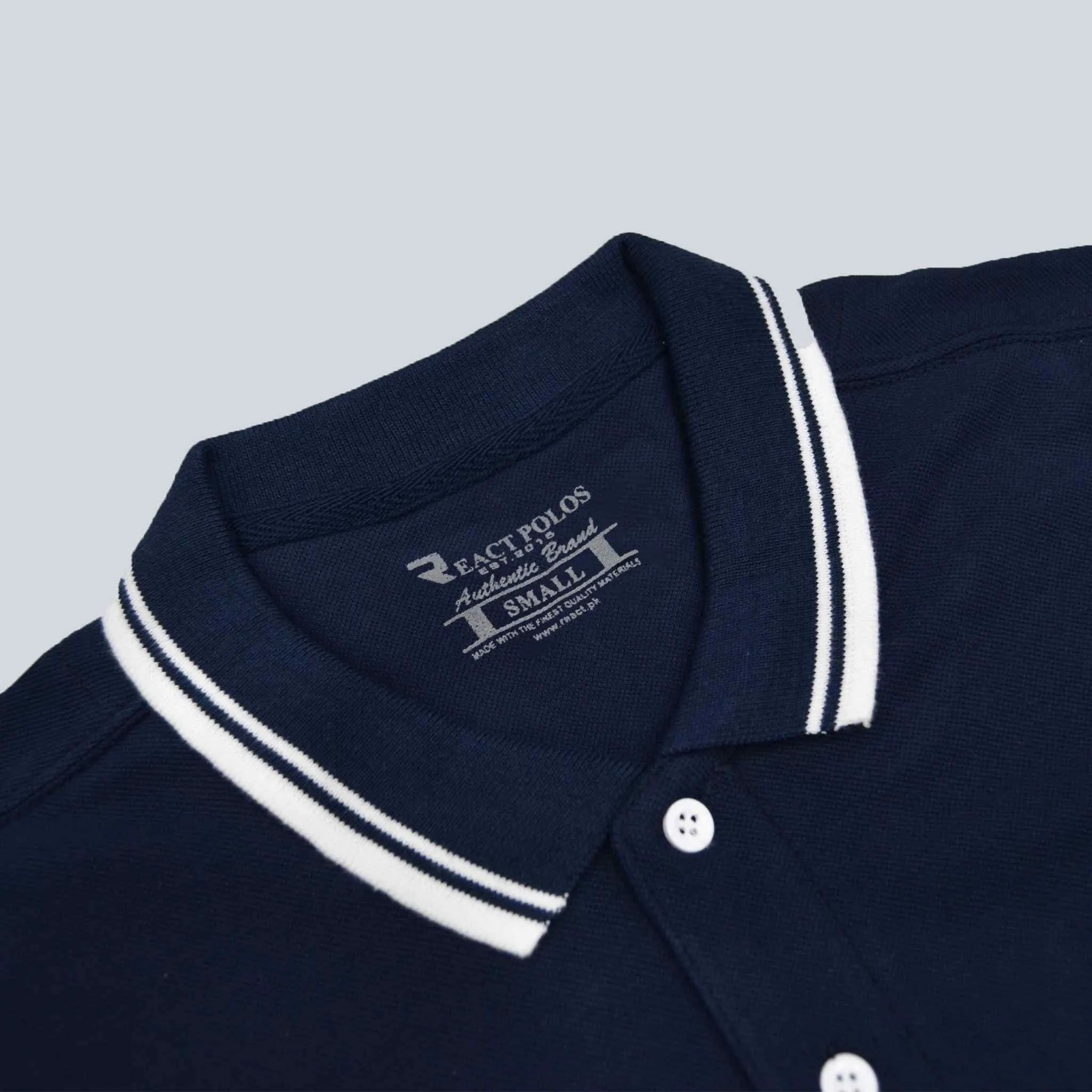 Dark Blue & White Polo Shirts for Men (Pique)