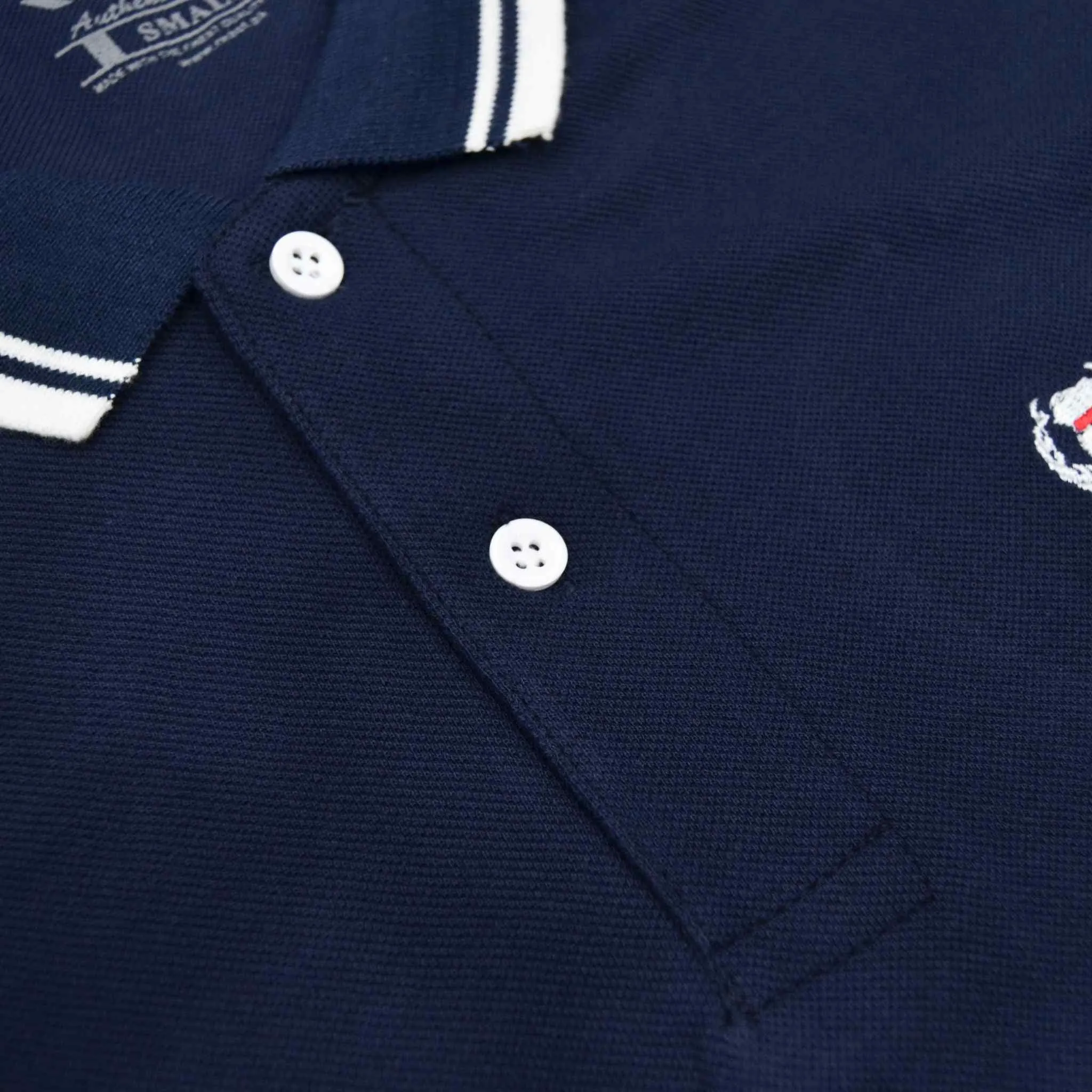 Dark Blue & White Polo Shirts for Men (Pique)