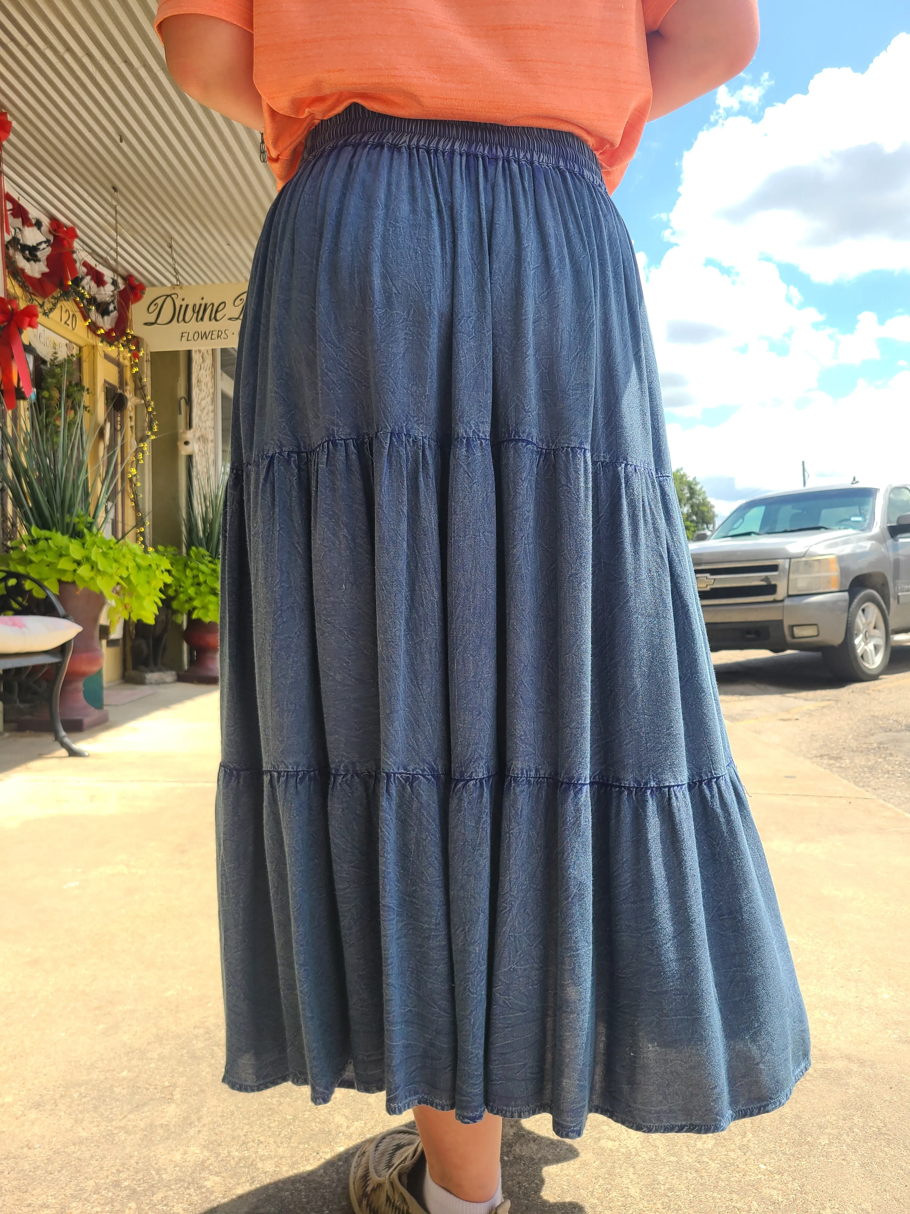 Denim Flowy Skirt